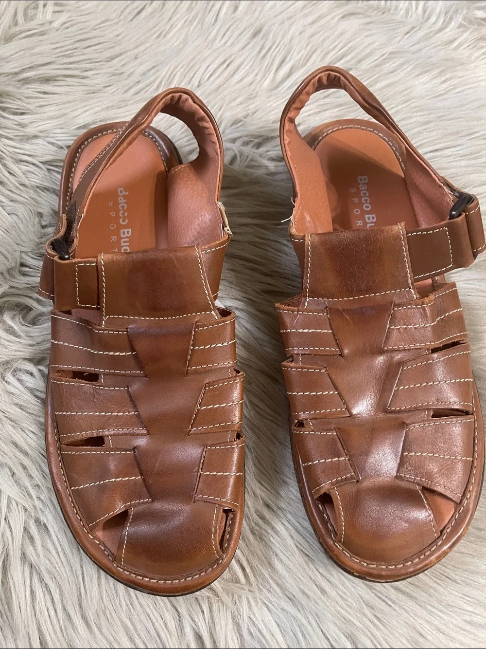 Bacco Bucci Men's Tan Leather Fisherman Sandals